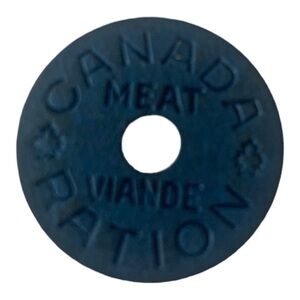 VTG CANADA 1940's World War II Meat Ration Viande Blue Cardboard 2-Sided Token